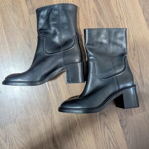 Vince Black Leather Heeled Boots